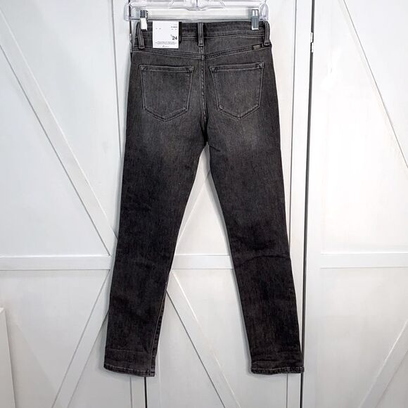 KanCan Strait Fit High Rise Skinny Distressed Button Fly Jeans Charcoal Wash - Picture 10 of 15